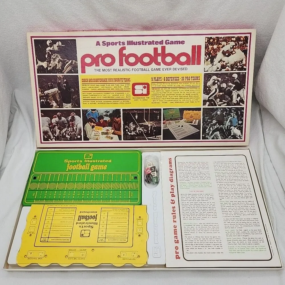 Game 1972 Sports Illustrated Pro Football Realistic Offense Defense Complete VTG